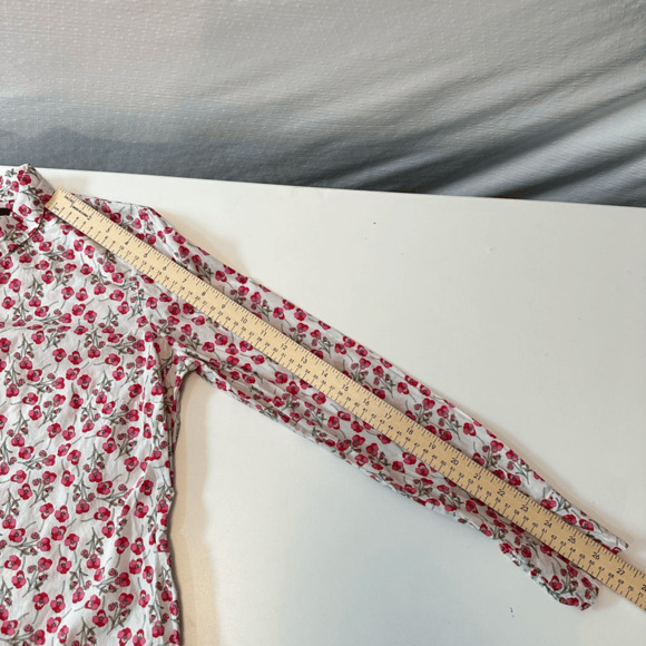 J. Crew Slim perfect shirt Liberty floral White Pink Red Long Sleeve Women's 2 - Picture 6 of 11